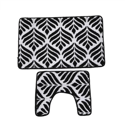 İki parçalı siyah banyo halı seti